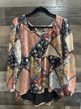 American Eagle Patchwork Print Long-Sleeve Women's